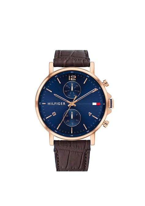 Tommy Hilfiger Mens Quartz Leather Strap Blue Dial 44mm Watch 1710423