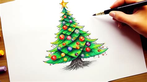 How To Draw Christmas Tree Using Crayons Background Picture Of