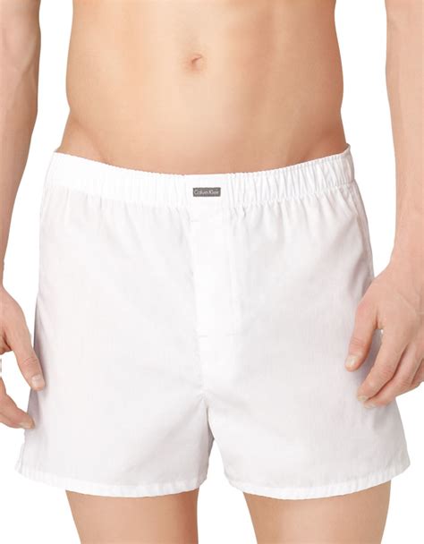 Calvin Klein Cotton Three Pack Woven Boxer Shorts Set In White For Men