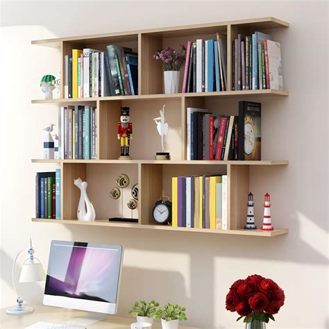 Amazon Kwoking Wall Mounted Bookcase Engineered Wood Bookshelf