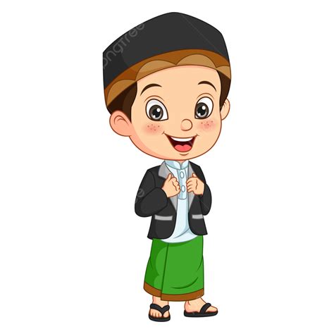 selamat berdiri kartun anak laki laki muslim kostum saudi  kecil
