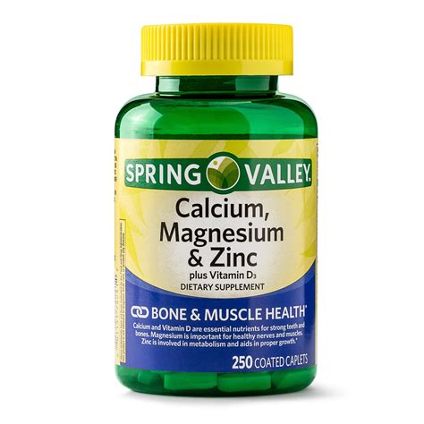 Spring Valley Calcium, Magnesium & Zinc Coated Caplets, 250 Ct - Walmart.com