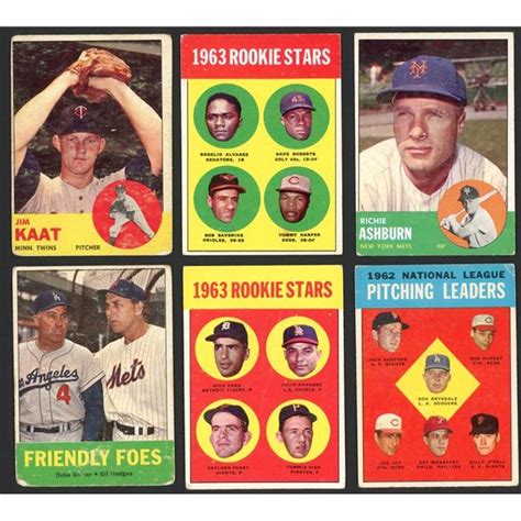 Lot Of 6 X 1963 Topps Baseball Cards Stars