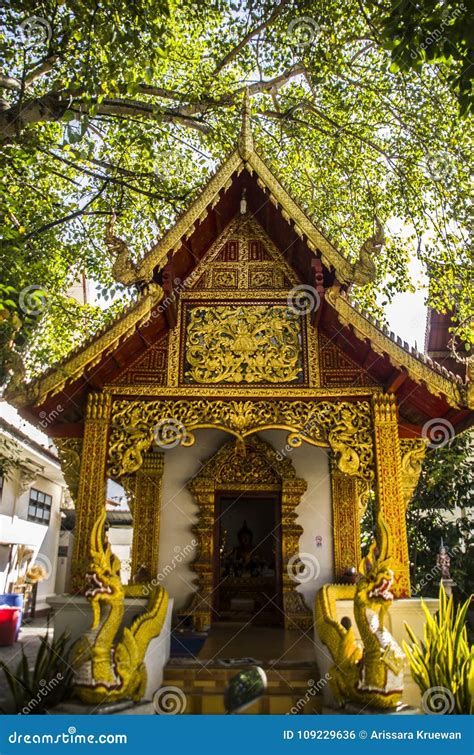 Thai Temple Wat Muen Ngoen Kong In The Old Walled Town Of Chiang Mai