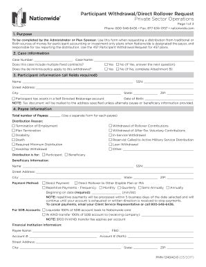 Fillable Online Nationwide Distribution Form Associated Pension