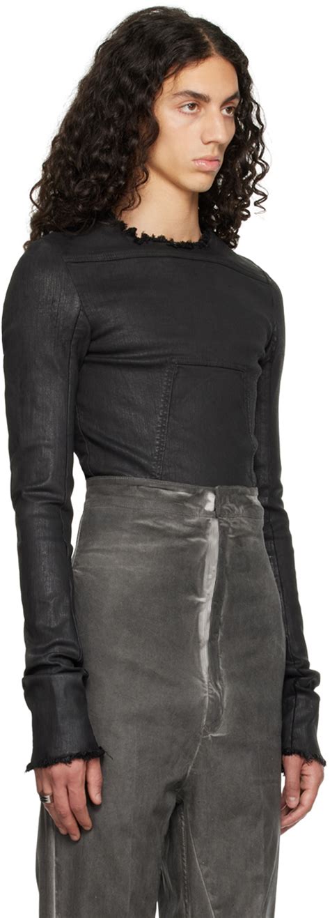 Rick Owens Black Edfu Denim Long Sleeve T Shirt Rick Owens