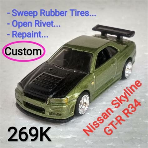 Jual Hot Wheels Nissan Skyline Gtr R Custom Hijau Black Hood Shopee Indonesia