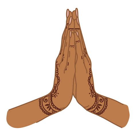 Greeting Gesture Of The Indian Woman S Hands In The Vector Mudra