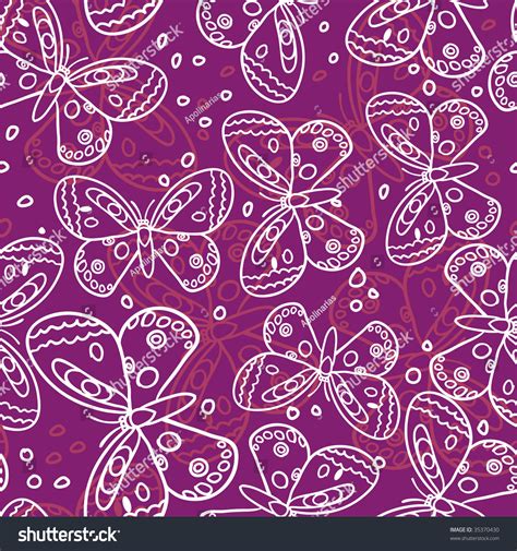 Purple Butterfly Seamless Pattern Stock Vector 35370430 Shutterstock