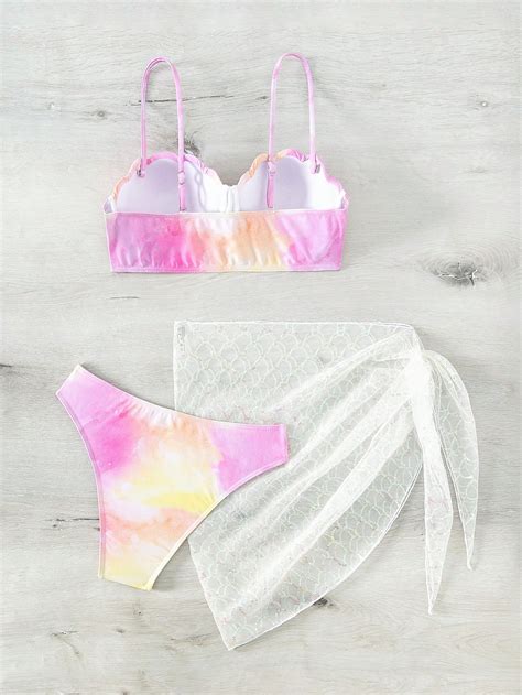 Tie Dye Push Up Bikini Swimsuit With Beach Skirt SHEIN UK