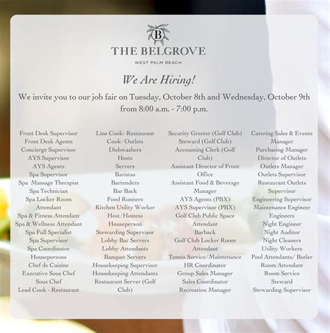 Oct 8 | Join Our Team at The Belgrove, Autograph Collection – West Palm