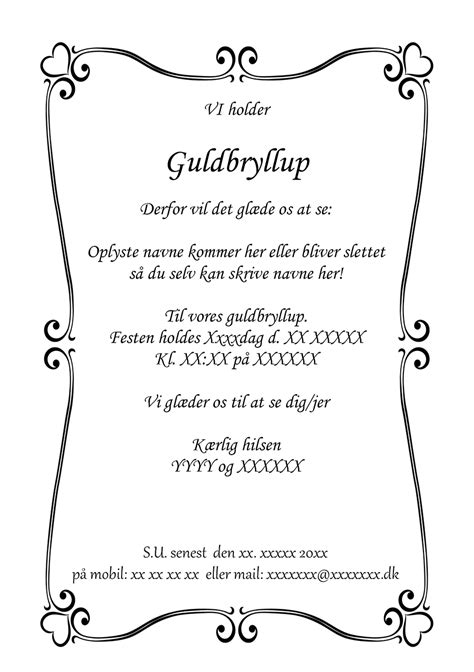 Invitation til guldbryllup nr 8 Havelågen Invitationer til fest