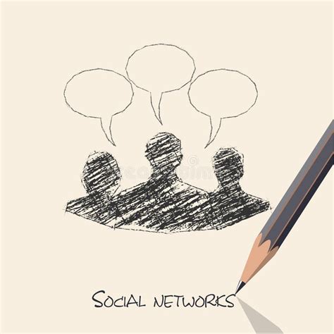 Drawing Pencil Scheme Of Social Networks Communication People Stock ...