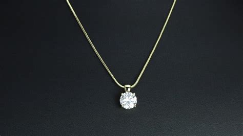 Round Solitaire Cubic Zirconia Pendant Necklace 14k Yellow Gold Plated