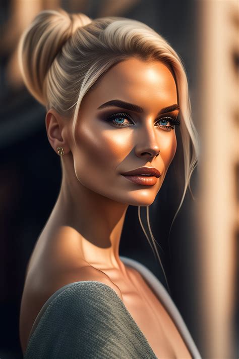 Lexica Portrait Of A Woman Blonde Hair Tied In A Ponytail Stands On A Square In Rome Octane