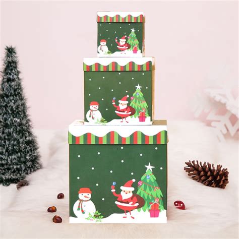 3pcs Christmas Box Decoration Christmas Stacking Boxes 3 Sizes T