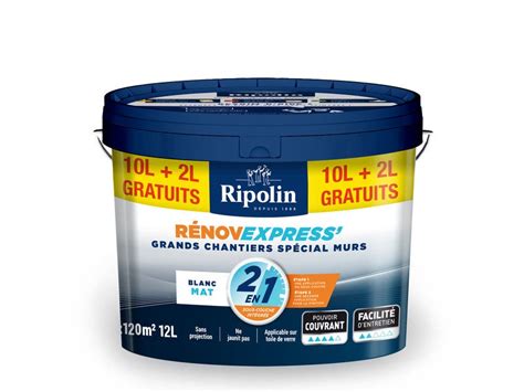 Peinture Mur Plafond Ripolin Renov Express Blanc Mat 12l