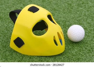 Field Hockey Equipment On Green Grass Stock Photo (Edit Now) 28128427