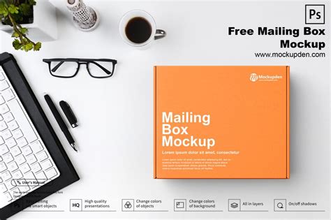 Free Mailing Box Mockup PSD Template Mockup Den