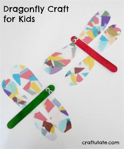 Dragonfly Craft For Kids Made From Sticky Paper Tissue Paper And