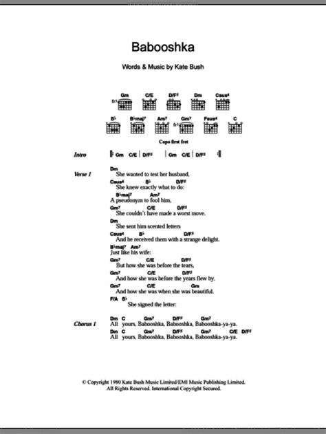 Babooshka Sheet Music For Guitar Chords Pdf