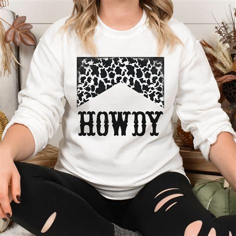 Howdy Cow Print Western Crewneck Country Sweatshirt Country Concert