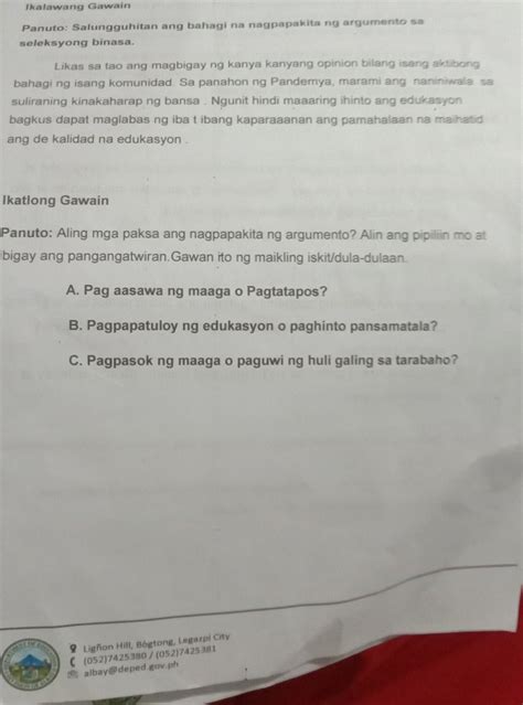 Pakisagot Po Plss Bukas Na Po Ipapasa Maraming Point Po Yan Brainly Ph