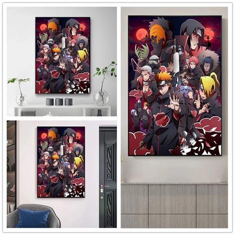 Pintura en lienzo de Anime japonés Naruto Akatsuki Uchiha arte de