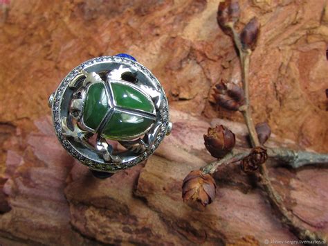 Кольцо "Жук скарабей", scarab, скарабеи, нефрит – заказать на Ярмарке ...