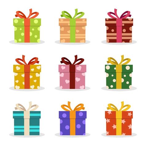 Conjunto De Cajas De Regalo Con Diferentes Colores Vector Premium