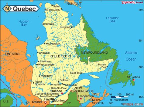 Quebec Map - Travel - Map - Vacations - TravelsFinders.Com