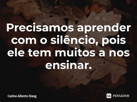 ⁠precisamos Aprender Com O Silêncio Carlos Alberto Hang Pensador