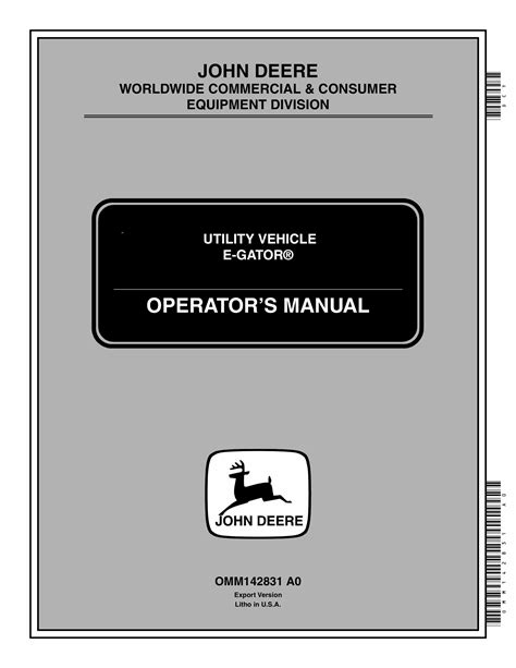 John Deere E-GATOR UTILITY VEHICLE Operator Manual OMM142831