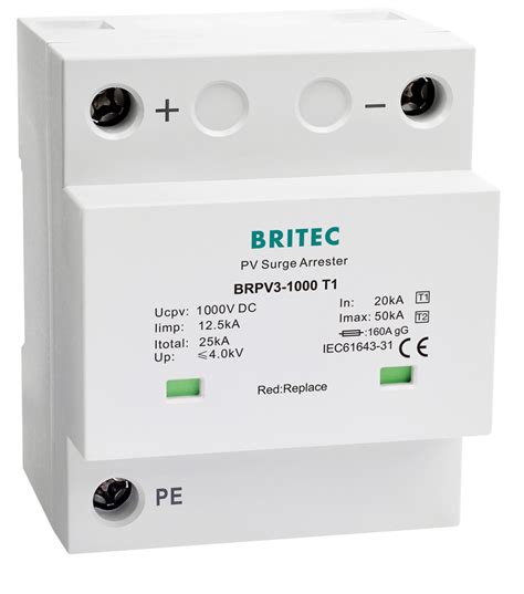 Brpv3 1000 T1 125ka Pv Surge Arrester 50ka Dc 1000v Spd Solar Surge