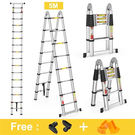 Escada telescópica multifuncional liga de alumínio articulada