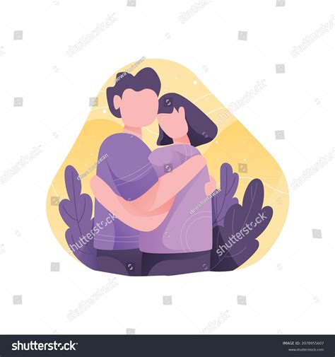 Vector Illustration Happy Cuddle Day Young Stock Vector Royalty Free