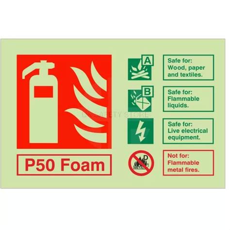 Glow In Dark P Foam Fire Extinguisher Sign Uk Safety Store