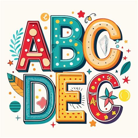 Las Coloridas Letras Del Alfabeto A B C D E Y C Con Varias Decoraciones Vector Premium