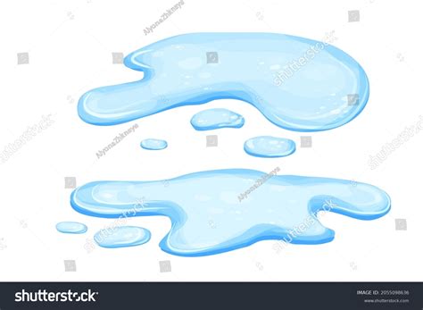 Set Water Puddle Cartoon Style Isolated Stock Vector (Royalty Free ...