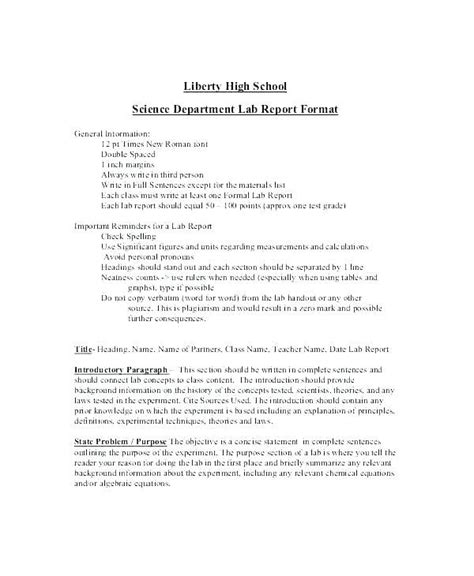 Lab Report Template Middle School 4 Templates Example Templates