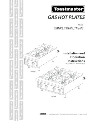 Fillable Online GAS HOTPLATE Toastmaster Fax Email Print PdfFiller