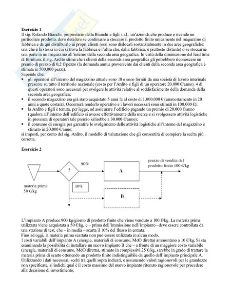 Riassunto Esame Gestione Della Produzione E Logistica Prof Rossi