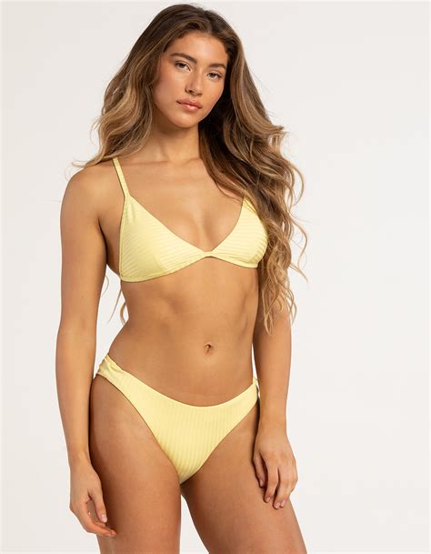 Rip Curl Premium Surf Rib Fixed Triangle Bikini Top Lt Yellow Tillys