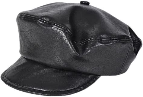 LinYooLi Women Soft PU Leather Newsboy Cap Paperboy Hat Cabbie Painter