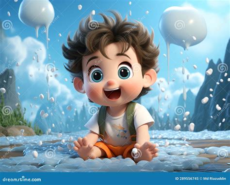 A Cute Baby Boy with Big Head and Beautiful Smile Stock Illustration ...