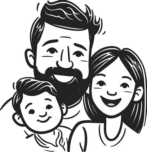 Familia Desenho Preto E Branco - Um desenho preto e branco de uma família com um homem e uma mulher ...