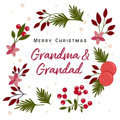 Floral Wreath Merry Christmas Great Grandparents Card | Boomf