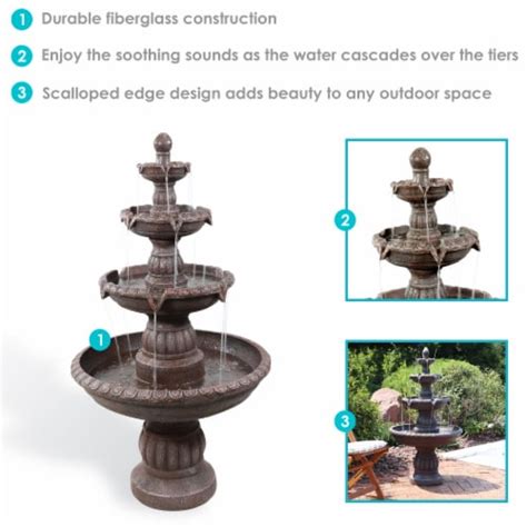 Sunnydaze Mediterranean Resin Outdoor 4 Tier Water Fountain 49 King