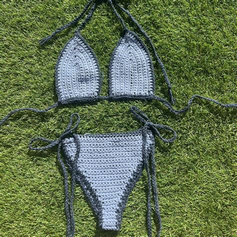 Blue Crochet Bikini Set Handmade Crochet Bikini Set Depop