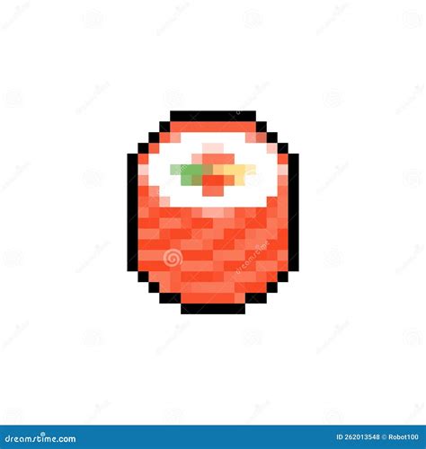 Sushi Pixel Art Isolated Rolls Bit Traditional Japanese Food Stock